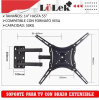 🟢 Soporte de Pared para TV LoLek con Brazo Extensible – Compatible con Pantallas de 14" a 55", Soporta hasta 50 kg – Instalación Fácil con Tornillos Incluidos – Diseño Ajustable y Resistente, Ideal para LED, LCD y Plasma 📺🔩 - details 2