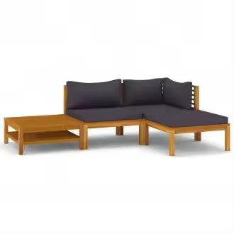 VIDAXL 3086893 conjunto de muebles de jardín fabricado en madera maciza de acacia con cojines color gris oscuro - 1