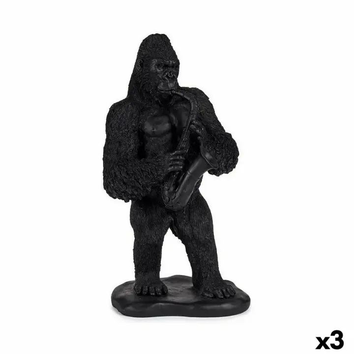 Figura Decorativa Gorila Saxofón Negro 15 x 38,8 x 22 cm (3 Unidades) - 1