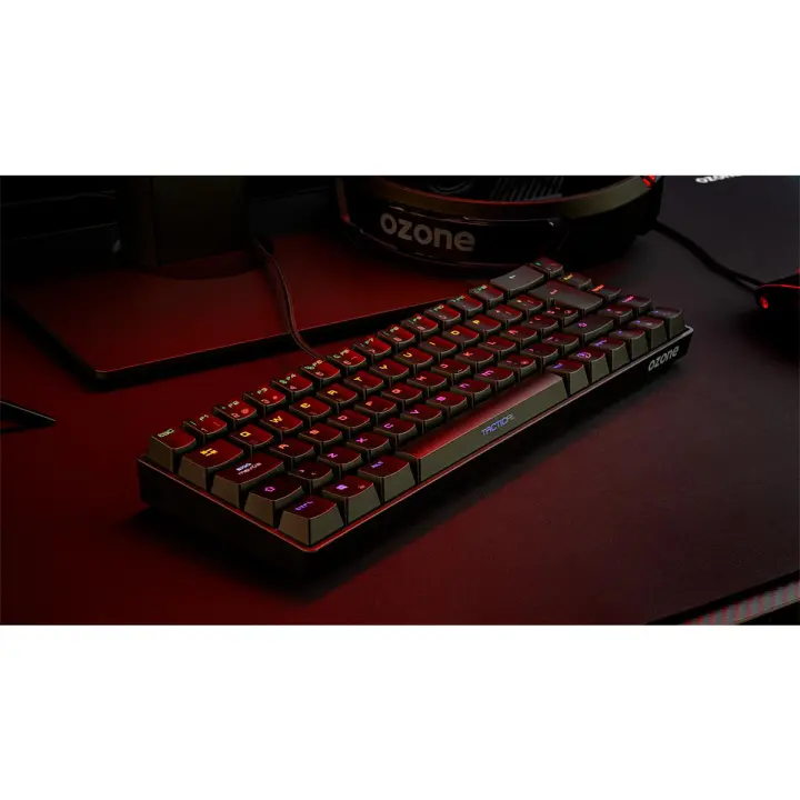 OZONE MINI TACTICAL- Teclado Gaming Mecanico sin Teclado numérico, Bluetooth 5.0, Switches Outemu Red, Iluminacion LED RGB, Silencioso, Layout Español, Negro - 1