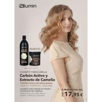 Tahe Pack XXL Blumin Carbón Activo y Extracto de Camelia | Champú 1000 ml + Mascarilla 700 ml | Cabellos secos con raíz grasa. - details 3