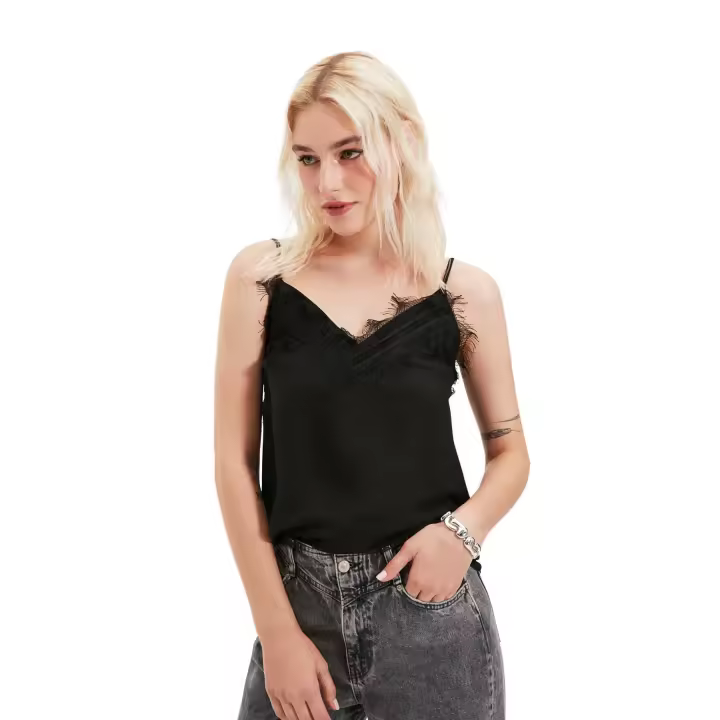 Trendyol Gray Lace Detailed Strap Blouse Twoss19Bb0208 - 1