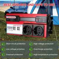 500W/800W Power Inverter DC 12V To AC 220V 230V Transformer with 4 USB EU Socket Charge with LED Display for RV Phone Car - details 1