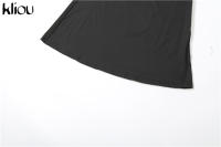 Vestido Largo Elegante Kliou Para Mujer Con Corte En La Espalda Y Cuello En O Estilo Clásico De Calle Mayor Con Mangas Largas Y Corte Bodycon - details 7