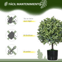 HOMCOM Juego de 2 Árboles de Té Artificiales 55 cm Planta Artificial con 343 Hojas Musgo y Maceta Planta Artificial Decorativa para Interior y Exterior Hogar Salón Oficina Verde - details 5