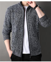 Chaqueta De Punto Para Hombre Con Cuello Erguido Estilo Coreano Slim Fit Color Sólido Abrigo De Otoño E Invierno Con Cierre De Cremallera - details 13