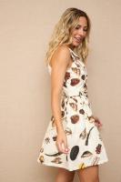 VESTIDO CORTO COQUILLE - Vestido Corto Blanco con Estampado de Conchas, Vestido Camisero, Incluye Cinturón, Vintage, Elegante, Cómodo, Fluido, Algodón, Primavera Verano para Mujer - details 2