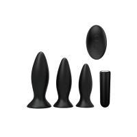 SPLEASURES Pack 3 Plugs Anal Color negro Diferentes tamaños y grosores Incluye bala vibradora controlable desde mando a distancia o desde la propia bala - details 0