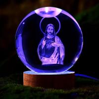 1pc Cristal 3D De Jesús Lámpara Nocturna Con Base De Iluminación Multicolor Decoración Creativa Para El Hogar Regalo Ideal Para Dormitorio Familiar - details 1
