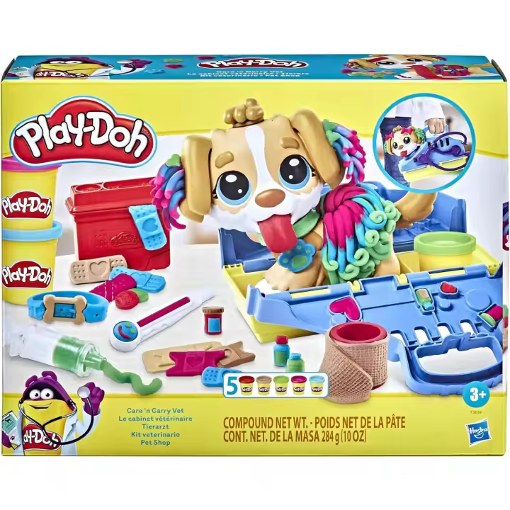 Play Doh Kit Veterinario juego de plastilina con accesorios y 5 botes de plastilina Hasbro F3639 - 1