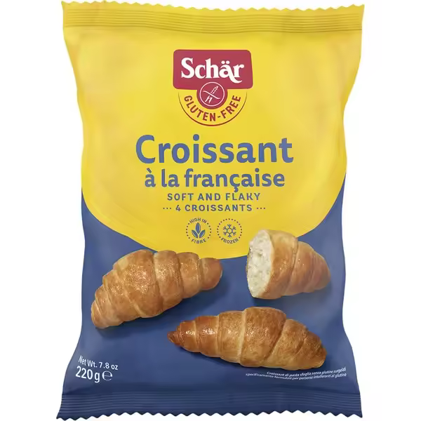 DR. SCHAR - Croissant à la Française 4 uds 200g, para Acompañar Té o Café, Textura Tierna y Hojaldrada, con Sabor Clásico a Mantequilla, sin Gluten y sin Conservantes, Producto Vegetariano - 1