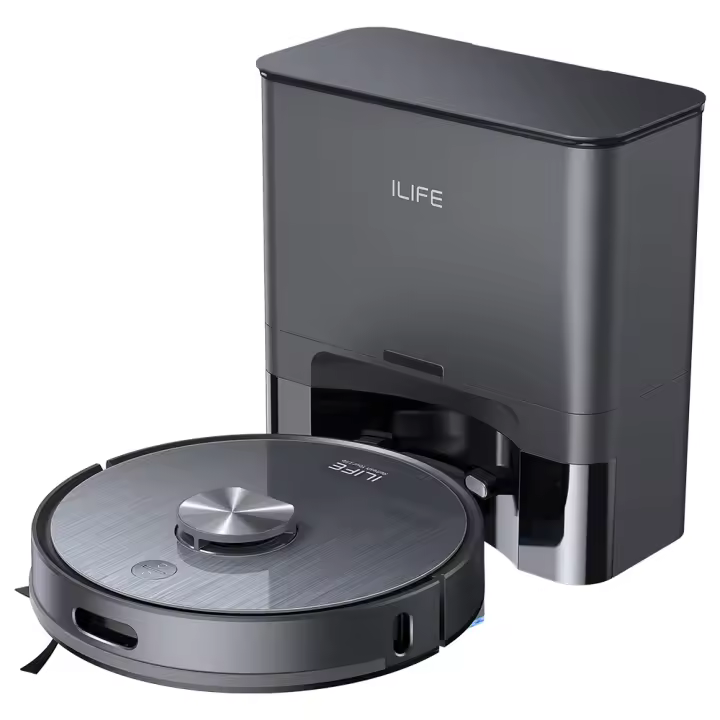 Limpiador de robot ILIFE T20S, potencia de succión de 5000Pa, tiempo de funcionamiento de 260 minutos, sistema de estación de vaciado automático, navegación LDS, control de aplicación, bolsa de polvo de 3.5L - 1