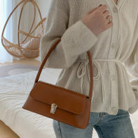 Bolso De Hombro Para Mujer Estilo Retro Tendencia PU Cuero Sólido Color Simple Bolso De Comunicación Con Manija Portátil Bolsos Casual - details 5