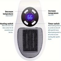 Calentador eléctrico inteligente de pared, calentador pequeño portátil con termostato ajustable y temporizador, 500W - details 4