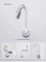 Lámpara De Pared LED 3W Con Cuello De Ganso Flexible Ajustable Con Interruptor Para Lectura Estudio Dormitorio 85-265V - details 2