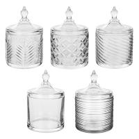 CM - Pack 6 Bombonera de Cristal forma de Cilindro, Con Tapa. Set de Tarros para Bombones, Galletas, Caramelos, Dulces. Centro de Mesa Elegante, Recipiente de Vidrio para Guardar Alimentos. Ideal para Bar, Restaurantes, Cafeterías, Comercios, Hostelería - details 0