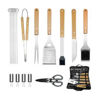 Juego De Barbacoa Al Aire Libre Con Manija De Madera Cuchara Y Pinza Accesorios De BBQ Set De Acero Inoxidable Con Bolsa De Tela Herramientas Combinadas Para Grill - details 4