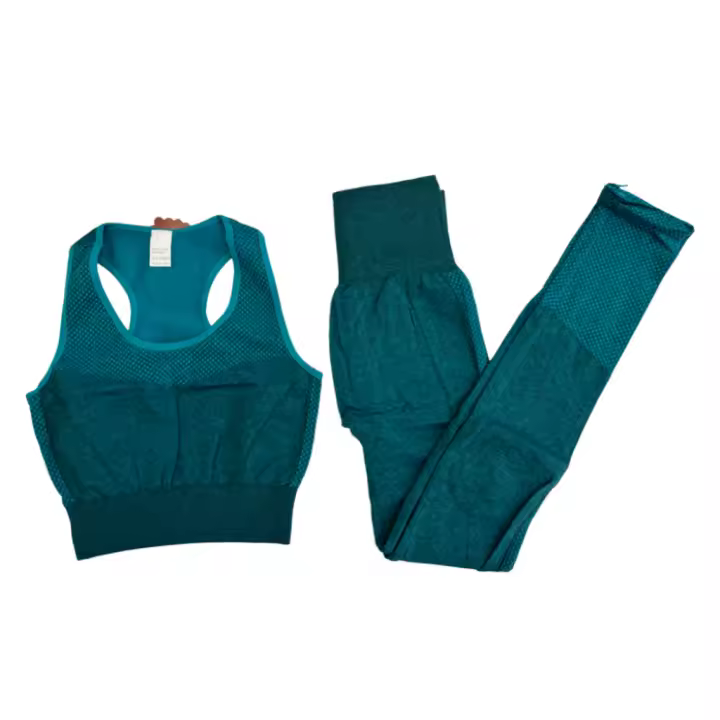 Conjunto de yoga para mujer - Deportivo de 2 Piezas sin Costuras  - Top Deportivo y Pantalones Largos de Cintura Alta para levantar la cadera - Buena elasticidad - Ropa de Entrenamiento - primavera y otoño - 26G38 - 1
