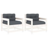 vidaXL Sillones de jardín con cojines 2 uds madera maciza de pino Pino natural, Pino blanco, Pino gris Conjunto Terraza Muebles Jardín Exterior Juego de Muebles de jardín Mueble Jardín Exterior Muebles de Salon Exterior - details 5