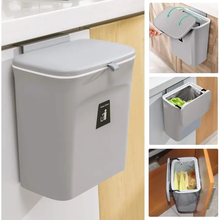 Contenedor de compostaje de cocina, para colgar en el encimera o sobre el fregadero, con armario/baño/dormitorio - 1