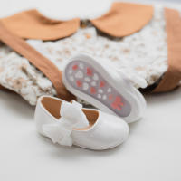 Zapatos De Niña Bebé En PU Cuero Liso Con Nudo Y Suela Antideslizante Ligera Para Primera Caminata Vestido De Princesa Para Boda - details 6