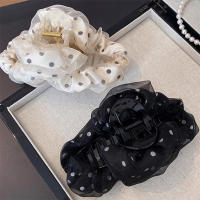 Pinza De Cabello Para Mujer Estilo Coreano De Alta Gama Con Red Y Puntos De Onda Clip De Tiburón Tejido Accesorio De Moda Para El Exterior - details 0