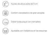 Topper Viscoelástico Viscoplus de 5cm -  Alivio de Presión - Lavable y Con Doble Funda - Suavidad Extra para un Mejor Descanso - details 0