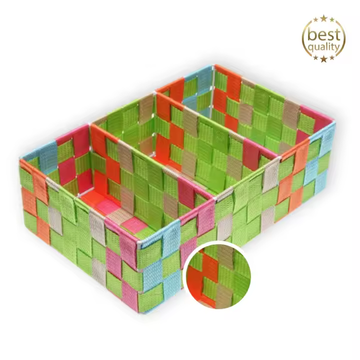 A&M MARBELLA - Cesta de almacenamiento trenzada multicolor , Organizador universal 32x21x10 , caja para organizar generica - 1