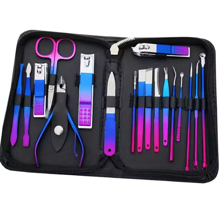 Kit Profesional De Manicura Y Pedicura En Acero Inoxidable Con Estuche De Viaje Y Alicate De Uñas Y Tijeras De Prensa 9-18 Piezas - 1