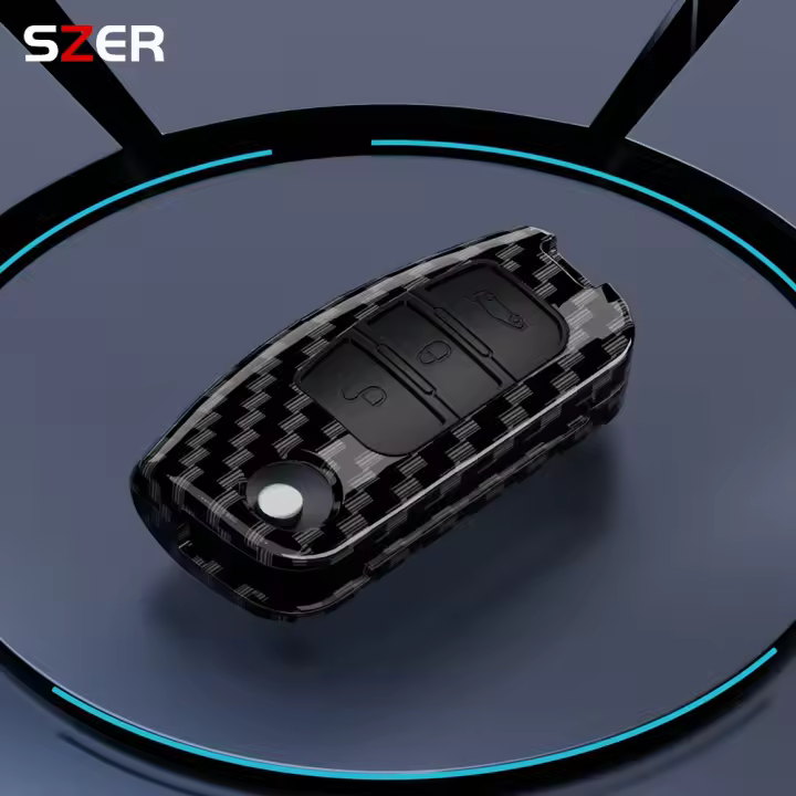 Funda De Llave De Coche En Fibra De Carbono ABS Para Ford Focus 2 3 Ecosport C-Max S-Max Ka Mondeo Kuga Galaxy Fiesta Accesorios De Llavero - 1