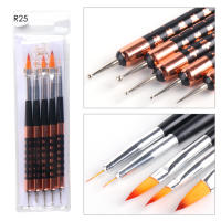 Set De 5 Piezas De Pinceles Para Uñas Blanco Doble Final Dotting French Stripe Nail Liner Herramientas De Manicura Para Dibujar Y Pintar Flores - details 7