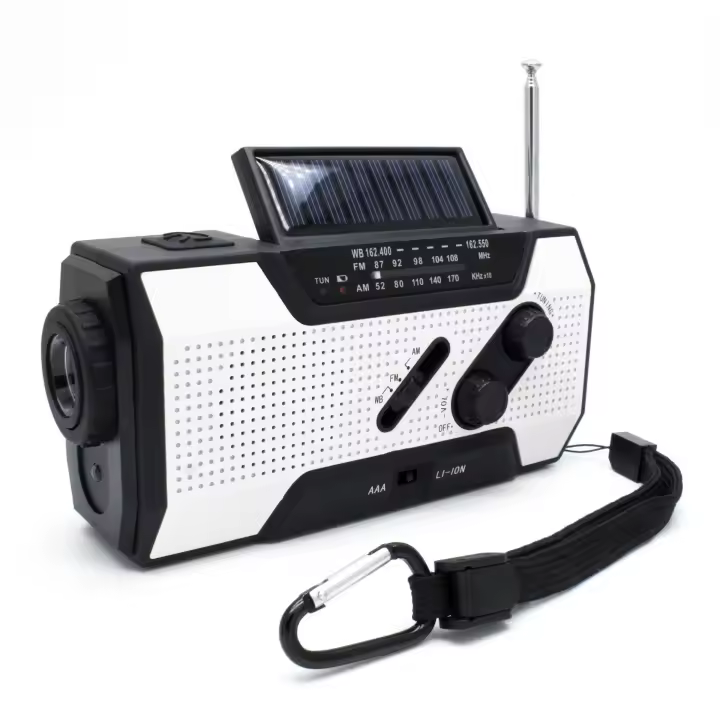 Radio portátil Power Bank Radio meteorológica de emergencia con NOAA/AM/FM USB/solar/manivela de carga alarma SOS y linterna, Radio meteorológica de emergencia - 1