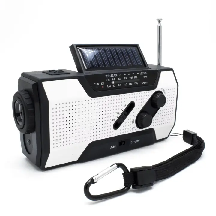 Radio portátil Power Bank Radio meteorológica de emergencia con NOAA/AM/FM USB/solar/manivela de carga alarma SOS y linterna, Radio meteorológica de emergencia - 1