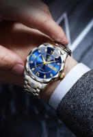Reloj De Cuarzo Para Hombre BINBOND 2024 Auténtico Resistente Al Agua Con Espectro Nocturno Calendario Doble Y Puntos Diamantados Vidrio De Cristal Durável Estilo Lujo - details 4