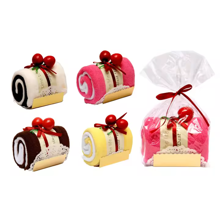 Disok Lote 20 Toallas con Bolsita Forma Tronco Pastel - Detalles Originales para Bodas, Comuniones, Cumpleaños y Bautizos - 1