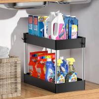 Organizador De Estante De 2 Niveles Para Baño Y Cocina Soporte Multipropósito Para Armario Debajo Del Grifo En Casa - details 2