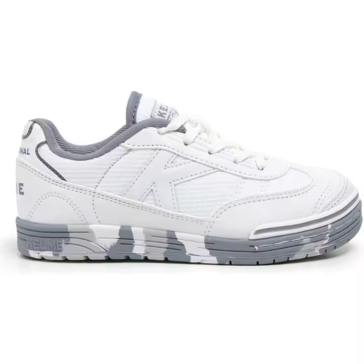 Zapatillas de Fútbol Sala para Niños Kelme Trueno Lace Kids Blanco - Resistente, Ligero y Transpirable con Cierre de Velcro y Cordones - Material Sintético y Textil - 1