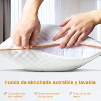 Almohada Transpirable Antialérgico para Hotel, Pack de 2 almohadas de firmeza media con fibra suave 3D + soporte de fibra 7D, almohadas suaves de fácil cuidado (42x70cm) (50x75cm) - details 2