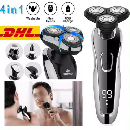Maquinilla de afeitar eléctrica 5 en 1, maquinilla de afeitar para hombres, maquinilla de afeitar inalámbrica, maquinilla de afeitar húmeda y seca - 1