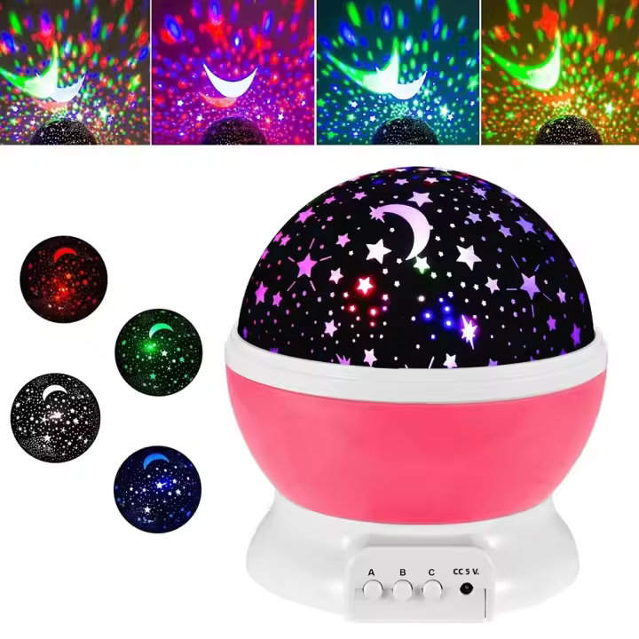 Lámpara De Noche Proyector De Cielo Estrellado Luz Decorativa Para Bebé Rotatoria Galaxia Luna Decoración De Mesa Para Dormitorio - 1