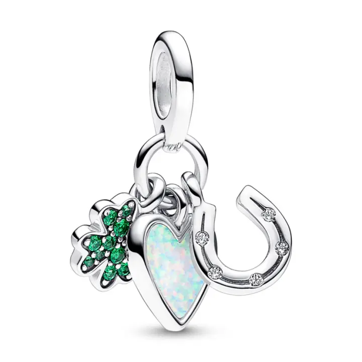 Pandora Charm Colgante Triple en plata de ley Trébol de Cuatro Hojas, Corazón y Herradura 792755C01 , para Mujer - 1