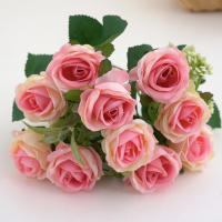 Rosa Artificial De Seda Con Ramo 1PC Flores Artificiales Para Decoración Y Bouquet De Novia 10 Cabezas De Rosas Bellas Y Realistas - details 17