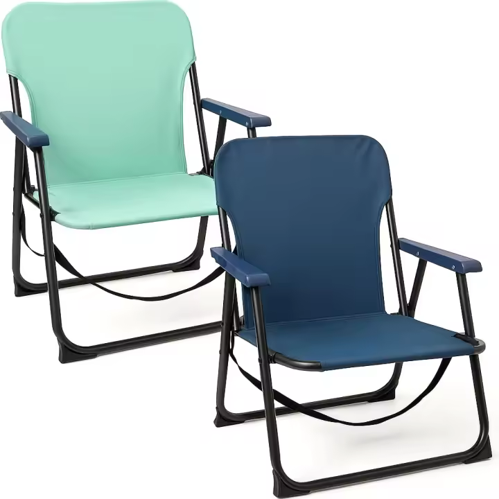 TIENDA EURASIA - Pack 2 Silla Playa Plegable, Ligera y Resistente con Asa de Transporte, Azul y Turquesa, 54x54x25/63 cm, Máx 110 Kg - 1