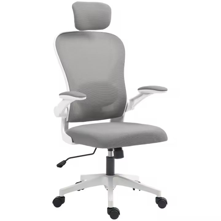 HOMCOM Silla de Oficina Giratoria Silla de Escritorio de Malla Transpirable con Altura Ajustable Reposacabezas y Soporte Lumbar Ajustables Silla de Despacho Basculante Carga 120 kg - 1