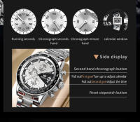 Reloj De Cuarzo Para Hombre OLEVS Marca Top Calibre Original Pantalla Luminosa Resistente Al Agua Acero Inoxidable Cronógrafo Calendario Estilo Casual - details 10