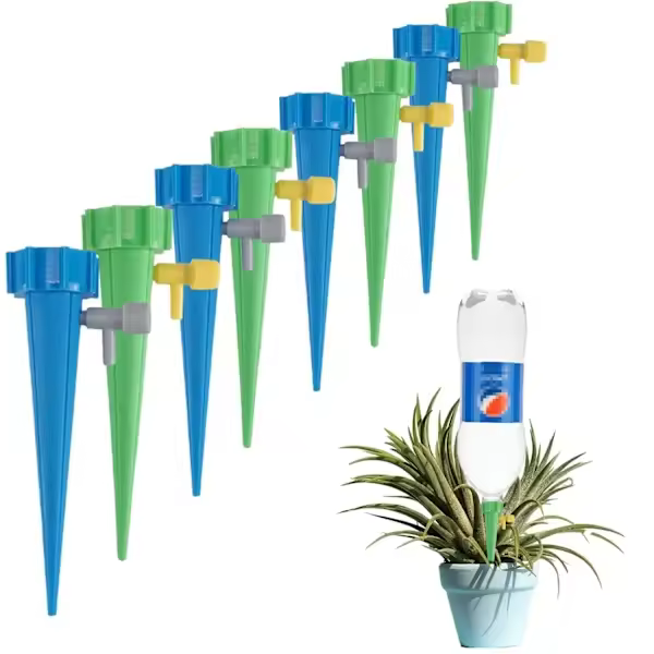 Paquete de 24 picos de autorriego-regadera automática para plantas-interruptor de válvula ajustable-sistema de riego para jardín interior y exterior - 1