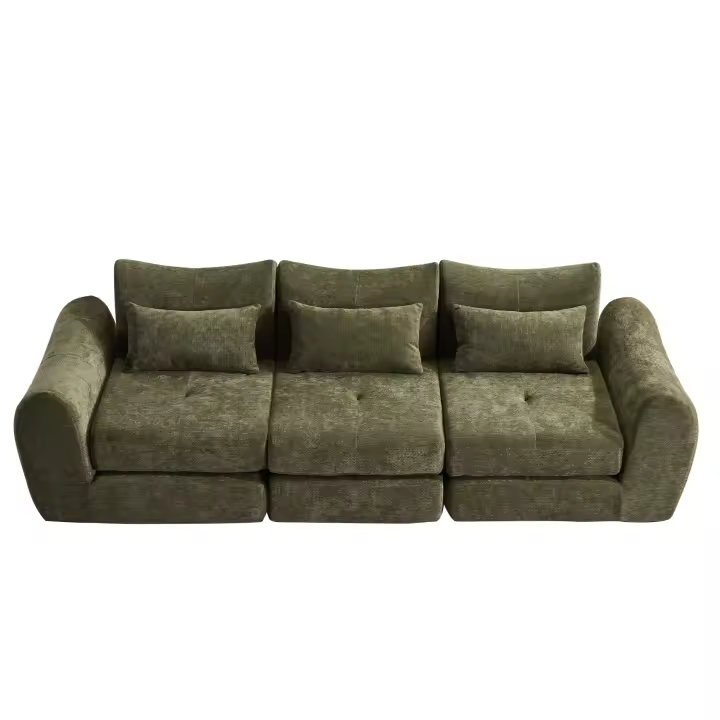 Sofá modular de pana, combinación libre sin herramientas, convertible en sofá cama de 3 plazas, no requiere montaje, ahorra espacio, ideal para salones y apartamentos pequeños - 1