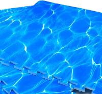 Alfombra Puzzle Goma Eva 4 Piezas 60x60 cm - Imitación Piscina, Antideslizante y Acolchada, para Gimnasio/Yoga/Gateo Bebés/Jardín, Protector Suelo contra Arañazos, Fácil Montaje y Limpieza - details 1