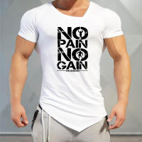 Camiseta De Algodón Para Hombre Con Cuello En V Y Manga Corta Transpirable Y Ajustada Para Gimnasio Y Entrenamiento Estilo Casual Con Bajo Irregular - details 8