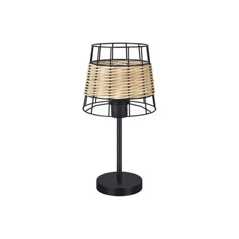 FABRILAMP Lámpara de Mesa Sobremesa Burano 1xe27 Forja/Ratan 41x20x20 Cm - Negro - 1